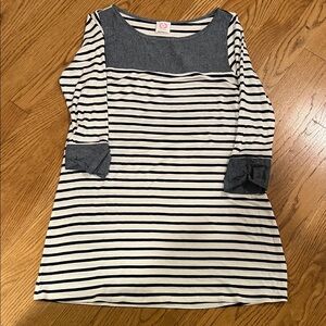 Striped Long Sleeve Dress with Gray Accents